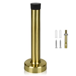 Door Stop, 4 Inch Door Stopper, Wall Mounted, Gold Door stoppers for Skirtings with Sound Dampening Rubber Tip, Stainless Steel Doorstops Wall Protector Indoors Outdoors, Brass Gold, 95mm