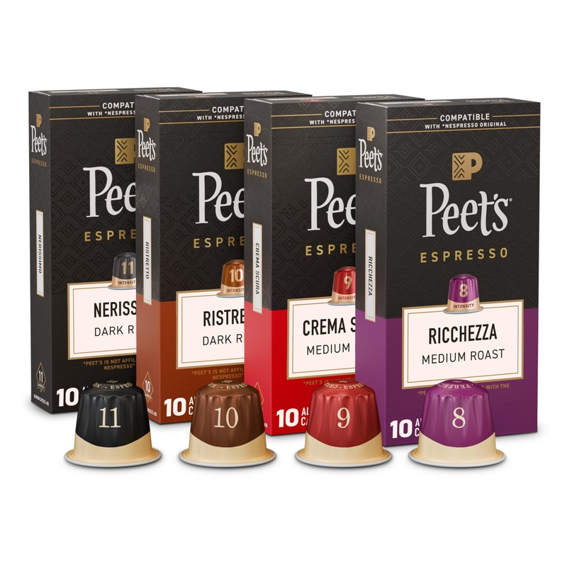 Peet's Coffee, Dark and Medium Roast Espresso Capsules Variety Pack,