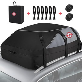 Sailnovo Rooftop Cargo Carrier, 20 Cubic Feet Waterproof Vehicle Soft-Shell Carriers for Cars with/Without Luggage Rack, Roof Rack Cargo Carrier Includes 6 Door Hooks, Reinforced Strap