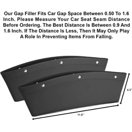 2 Set Car Seat Gap Organizer, Car Seat Gap Filler, PU Full Leather Car Seat Crevice Storage Box Universal Fit in Between Car Seat Catcher for Phone Keys Cards Pens Coins