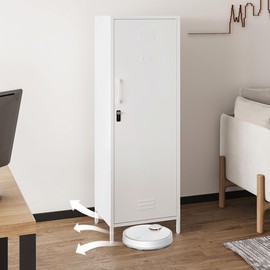 Steehoom Metal Storage Cabinet, Steel File Locker with 3 Shelves 59.06-inch high for School, Living Room, Bedroom, Office (White)