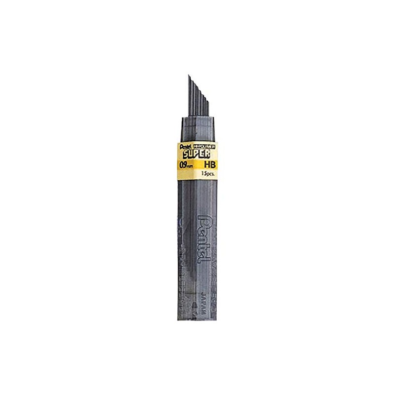 Pentel 509HB Super Hi-Polymer Lead Refills, 0.9mm, HB, Black (Pack