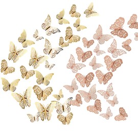 Allazone Butterfly Wall Stickers Wall Decal Decor Art Decorations Sticker Removable Hollow Butterfly 3 Sizes for Room Home Classroom Offices Bedroom Decor, 3 Colors (Style 2)