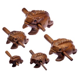 Set of 5 Sound Frogs - Sound Frogs - Sound Animals - Music Frogs - Music Percussion Instruments Made of Wood