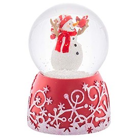 Holiday Red Glitterdome 4.75 x 3.25 Resin 80MM Snow Globe Plays Jingle Bells
