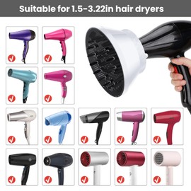 Segbeauty Difusor universal plegable de pelo rizado, accesorio difusor ajustable para ondas naturales, herramienta profesional de peluquería sin encrespamiento, secado rápido para secadora con boquilla de 1.5 a 3.2 pulgadas