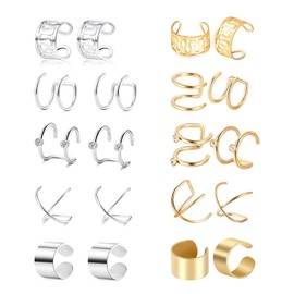 LEEQ 10 Pairs inless Steel Ear Cuff Helix Cartilage Clip on Earrings Non Piercing Cartilage Earrings for Women Girls Supplies, 5 Styles by LEEQ