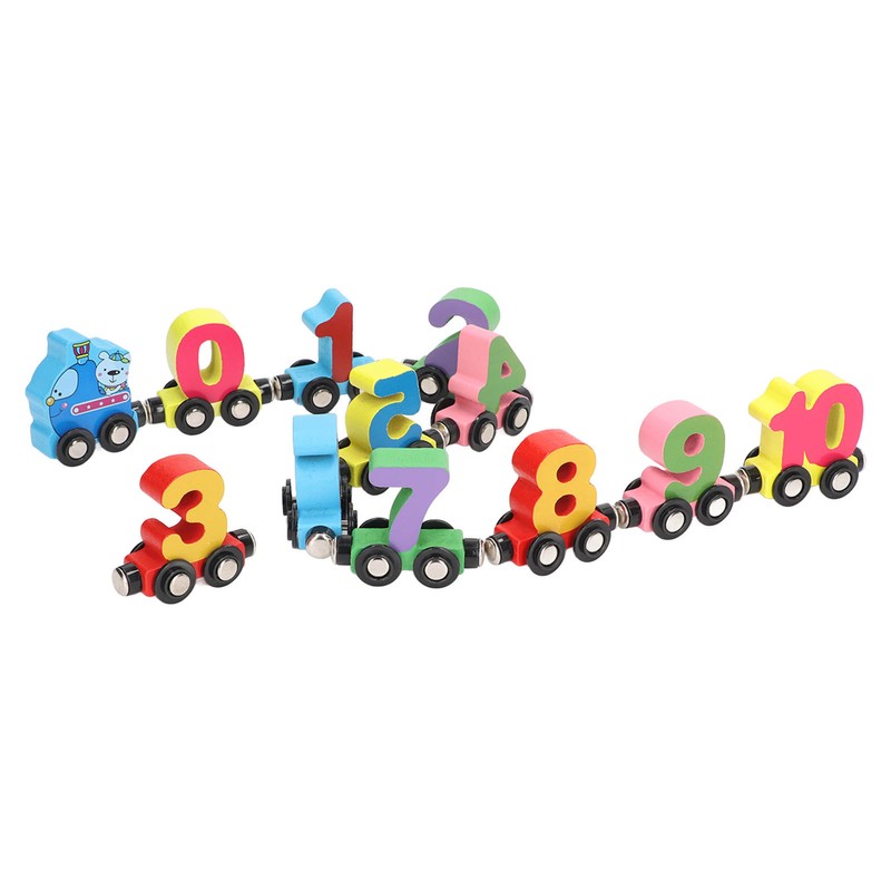 12pcs Wooden Magnetic Digital Train Cute Fun Early Education Trackless