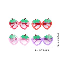 Kisangel 4 Pairs Strawberry Sunglasses Strawberry Glasses Fruit Sunglasses Kids Sunglasses Beach Eyewear for Girls