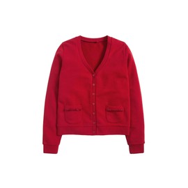 NEXT Jersey Cardigan with Ruffled Pockets, red