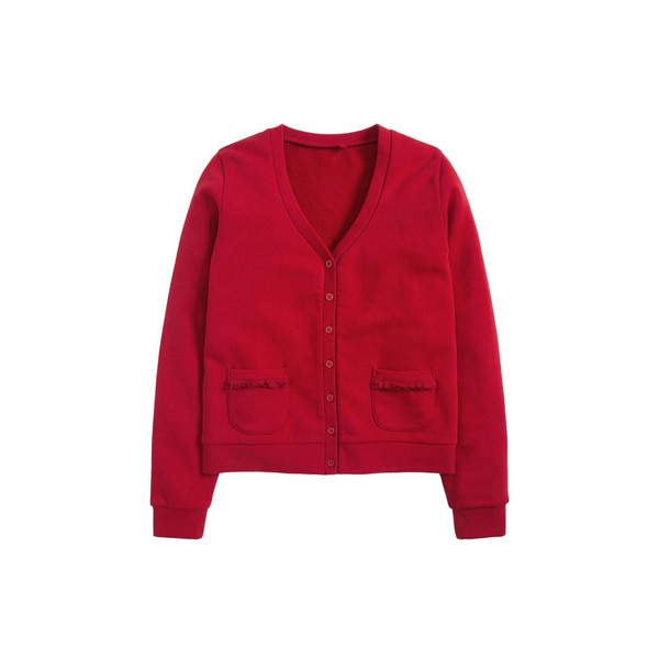 NEXT Jersey Cardigan with Ruffled Pockets, red