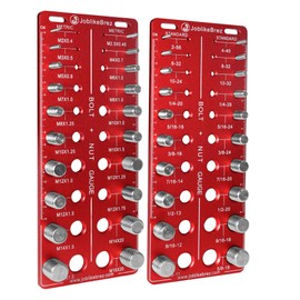 JoblikeBrez Thread Checker, 40 Nut and Bolt Thread Checker, Bolt Size and Thread Gauge 20 Standard & 20 Metric, Bolt Size Finder, Wall-Mountable Bolt Thread Identifier Gauge with Inch & CM Ruler