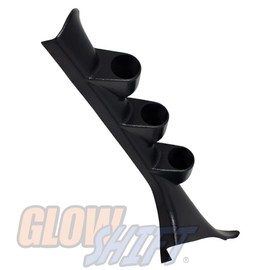 GlowShift Black Triple Pillar Gauge Pod for 2012-2016 Ford Focus - ABS Plastic - Mounts (3) 2-1/16" (52mm) Gauges to Vehicle's A-Pillar