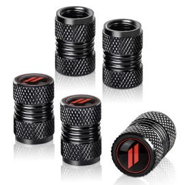 for Challenger Dakota Charger SRT Avenger Durango Caravan Black Metal Tire Valve Stem Cap Covers Air Valve Cap Set Dust Proof Leak-Proof Air Cover Logo Styling Car Accessories(Pack of 5) (A)