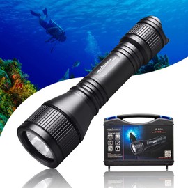 ORCATORCH D550 Diving Torch with Diving Hook, Diving Torch, IP68 Waterproof, LED Underwater Lamp with Magnetic Switch for Diver, Catching Lobster, Underwater Technology, Diving Lessons