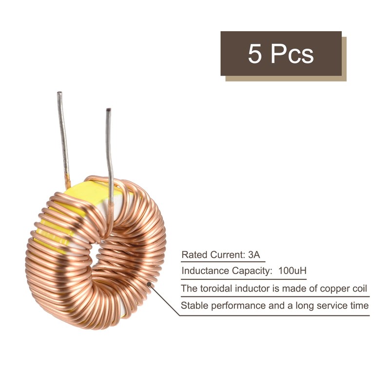 sourcing map Toroid Inductance Copper Coils Magnetic Inductance 100uH 3A