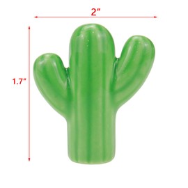 Bitray 6 PCS Cactus Shape Ceramic Drawer Pulls Handles for Dresser Cupboard Wardrobe Cabinet Bathroom Kitchen Knobs (Green)