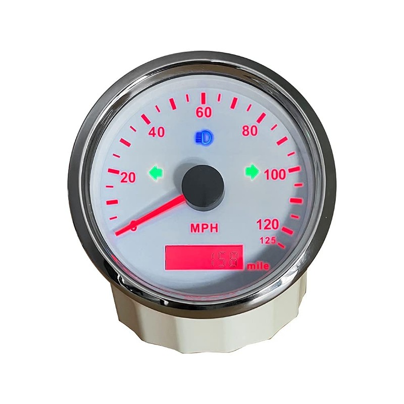 ELING Universal 85mm GPS Speedometer 125MPH Speedo Odometer Adjustable for