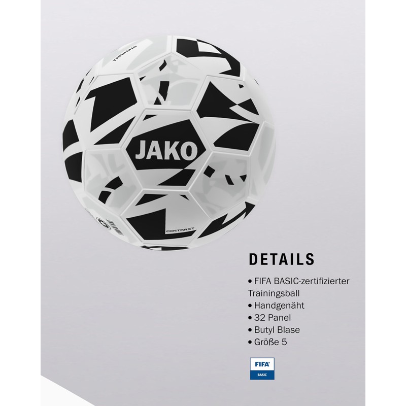 JAKO Contrast Training Ball, White/Black, 5