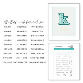 Spellbinders - Stitched Alphabet Descriptors Sentiments- Stitched Alphabet