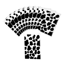 11 Pcs Cow Print Classic Decals Self-Adhesive Black Vinyl Peel and Stick Modern Cow Spot Stickers, for Nursery, Classroom, Wall, Furniture, Mugs Decal, Car