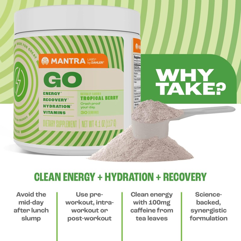 Zahler Mantra Go, The Pre-Workout Energy Booster Supplement, Tropical Berry