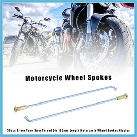 BULLSPANN Motorcycle Wheel Spoke Nipple 3mm Screw Diameter 160mm Length Silver Tone 36pcs Replacement Parts Accessories