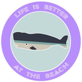 Athena Brands Whale Life is Better at the Beach Car Truck Window Bumper Graphic Sticker Decal - Panama Purple