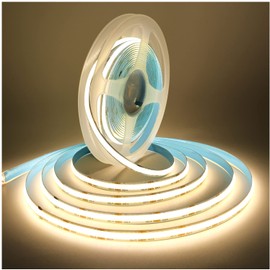 Tesfish LED Strip Light, COB LED Strip DC 12 V 5 m 320 LEDs/M Total 1600 LEDs Natural White 4000 K Neon Light Flexible Super Bright LED Light Strips Strip for Party, Counter, Shelf, Home Decor