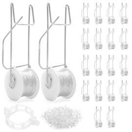 Zhaoyao 20 PCS Tomato Trellis Roller Hooks with 100 PCS Tomato Support Clips, 50 FT String Plant Climbing Hook for Tomato, Flower and Vine Crop
