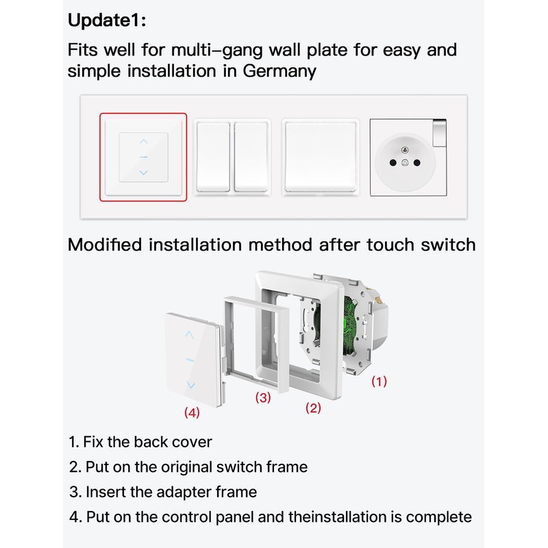 MOES WiFi Smart Shutter Switch, Percentage Shutter Control, Touch Alexa