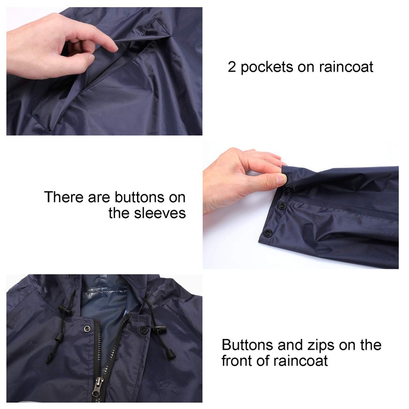 ioutdoor Raincoat, 100% Waterproof, 3 Colours, 3 Sizes - Marine