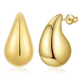 Chunky Gold Stud Half Hoop Earrings,14K Gold Plated Croissant Twist Double Hoop Earring Chunky Wheat Earring Hypoallergenic Jewelry for Women Girls (Gold)