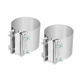 Godimg 5.0 Inch (2Pcs) Exhaust Clamp, 5 Inch Butt Joint Exhaust Pipe Muffler Band Clamp Sleeve Coupler Stainless Steel (2Pcs)