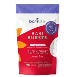 Bari Life Calcium Citrate Bariatric Calcium Chews with 1000 IU Vitamin D3 - Ideal for Bariatric Patients - BariBurst by Bari Life (Fruit Punch)