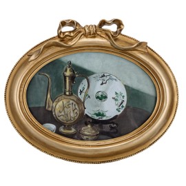 eletecpro 4x6 Vintage Oval Picture Frame, Antique Ornate Gold Bow Photo Frame 4 x 6 with Real Glass for Tabletop or Wall Hanging, Vintage Gold