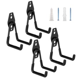 Suprom 4 Pack Garage Hooks Heavy Duty - Supports 100 lbs, Utility Steel Garage Hanger & Organizer for Organizing Garden Lawn Tools, Ladders, Garden Hose, Digging Shovel, Bikes, Ropes