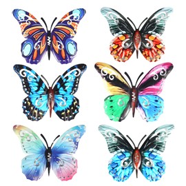 SAVITA 6pcs Butterfly Wall Decor, Colored Metal Butterfly Wall Decoration Wall Art Decor for Bedroom Garden Yard Patio Fences Outdoors