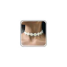 Aneneiceera Boho Daisy Flower Lace Choker Necklace White Lace Necklace Plain White Collar Necklace Retro Flower Necklace Chain Jewelry for Women (Flower A)