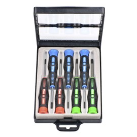 kwb Präzisions-Schraubendreher Set Kreuz, Schlitz + TX für Fein-Mechanik, Mini-Schraubenzieher f. Uhrenmacher / Feinmechaniker, Werkzeug-Satz in Aufbewahrungs-Box, mit Dreh-Kopf und 2-Komponentengriff