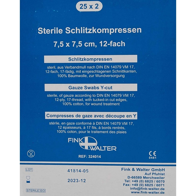 Slotted Compresses 7.5 x 7.5 cm Sterile 12 Pack of