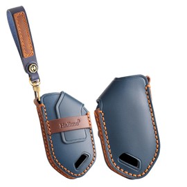 ontto 5-Button Key Fob Skin Handmade Leather Car Key Cover Fit for Kia Telluride Sorento EV9 2023 2024 Car Accessories Full Protection Soft and Durable Key Case Blue