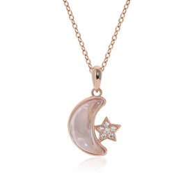 Meissa Moon Necklaces for Women Star Necklace Crescent Moon Star Pendent Choker Handmade Gold Necklace Celestial Jewellery, Rose Gold