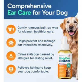Pup Labs Ear Clear, Natural Dog Ear Cleaner and Infection Treatment for Dogs, Dog Drops for Itching, Irritation, & Wax Build-Up, 2-Pack