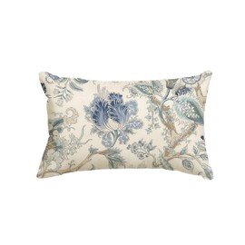 AVOIN colorlife Chinoiserie Flowers Trees Blue Throw Pillow Cover, 12 x 20 Inch Floral Cushion Case Outdoor Decoration for Sofa Couch Farmhouse
