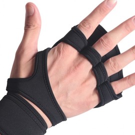 Gym Gloves 4-Finger Half-Glove with Wrist Support for Pull-ups and Weightlifting B002 Red 2ea