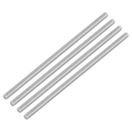 sourcing map 4Pcs Fully Threaded Rod, M4 x 100mm 304 Stainless Steel Right Hand Thread Bar Studs M4-0.7 Thread Pitch for Furniture Machinery Assembly
