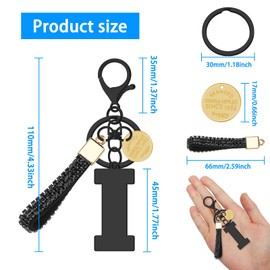 Alphabet Initial Letter Keychain for Women Girls Men Initial Letter Keyring Metal Letter Key Ring for Handbag Wallet Purses Birthday Gift for Women Friend A-Z Alphabet Initial Letter Key Chain (I)