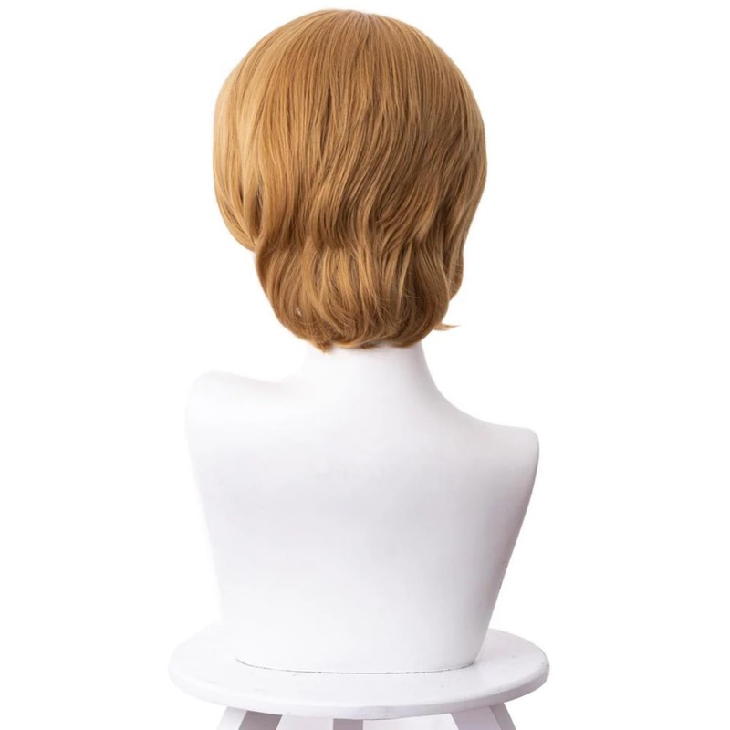 abouder Men Brown Cosplay Wig Short Layered Natural Fluffy Hair