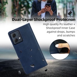 FORZARMOR Wallet Cover for Moto Edge 50 5G (6.7 Inch), Blue PU Leather Pockets Shockproof Magnetic Flip Card Holder Case